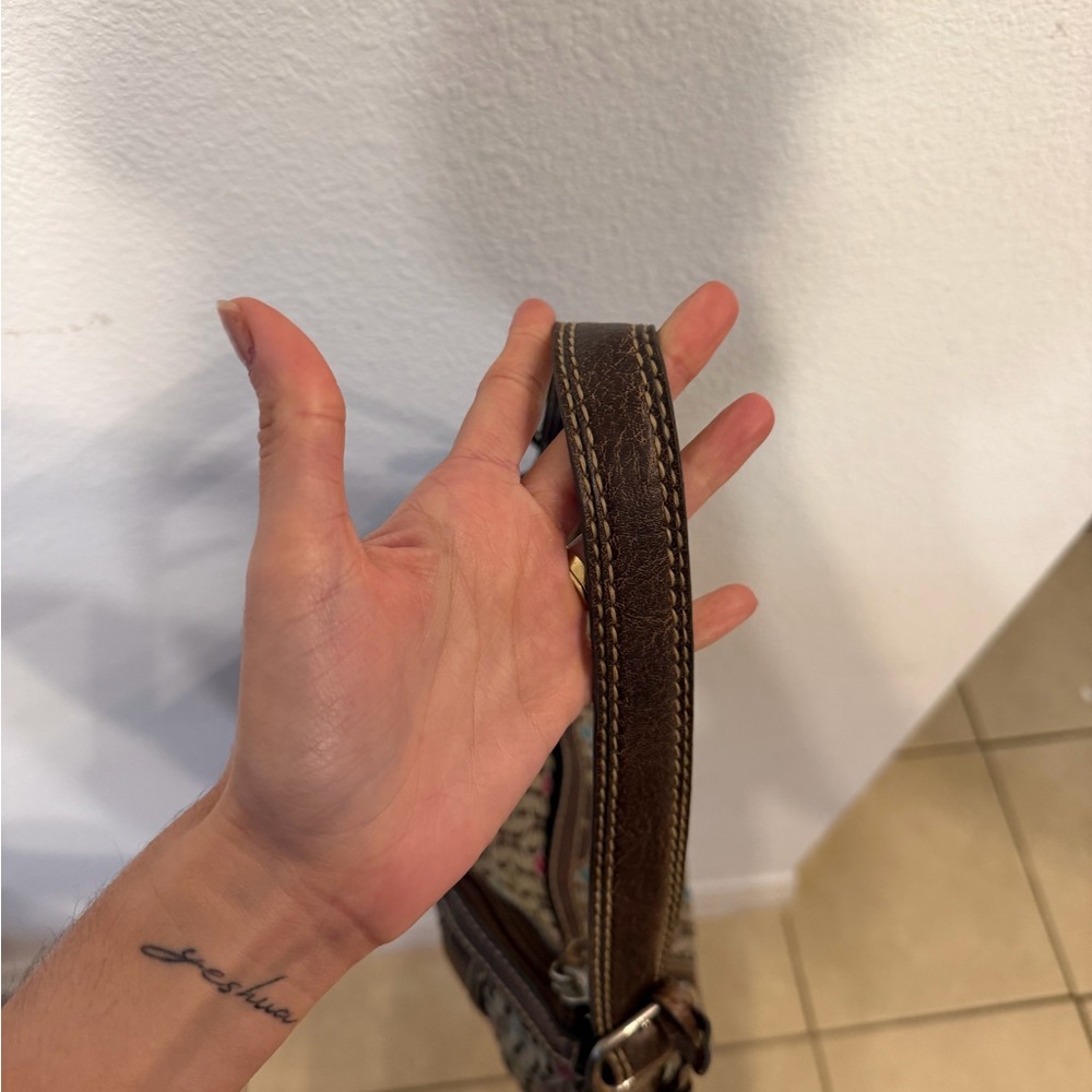 Fossil Brown And Multicolor Patterned Shoulder Bag - image 3